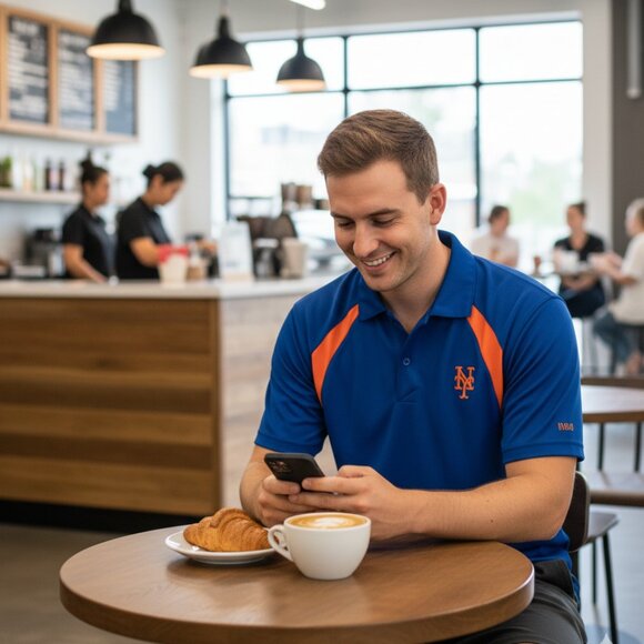 Reebok New York Mets Polo Shirt Mens Size S Blue MLB Baseball Embroidered Logo - Picture 7 of 7